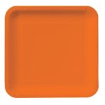 Creative Converting Touch of Color 18 Count Square Paper Dinner Plates, Sunkissed Orange