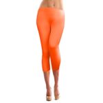 Basico Women’s Solid Color Seamless Capri Legging (One Size Fits All) (Orange)
