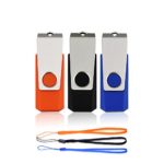 JUANW 3PCS 32GB USB 2.0 Flash Drive with 3 Lanyards Colorful Jump Drive Pen Drive Three Color Mixed Black/Orange/Blue