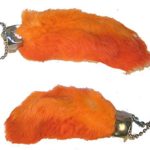 2 Pieces of Orange Color Novelty Real Rabbit Foot Key Chains