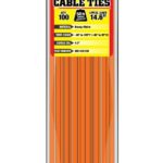 Pro Tie OR14SD100 14.6-Inch Orange Standard Duty Color Cable Tie, Orange  Nylon, 100-Pack