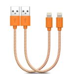 Lightning Cable, 2 Pack 8 Inch, iPhone 5S Cable, F-color Short Nylon Braided Lightning 8 Pin to USB Charger Cord for iPhone 6S 6 Plus 5S 5C 5 iPhone SE, iPad Air 2 3, iPad Mini 4 3 2, iPad Pro, Orange