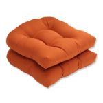 Pillow Perfect Indoor/Outdoor Cinnabar Wicker Seat Cushion, Burnt Orange, Set of 2