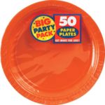 Amscan AMI 650013.05 Amscan Orange Big Party Pack Dinner Plates (50 Count), 9-Inch, 1, orange