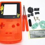 Gametown Full Housing Shell Case Cover Pack with Screwdriver for Nintendo Game boy Color GBC Repair Part-Clear Orange Pikachu