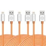 iphone 6S charger, 10 Ft Long 3 Pack, F-color Apple MFi Certified 8 Pin Lightning Charger to USB Cable Cord for iPhone 6S 6 Plus 5 5S 5C, iPhone SE, iPad Air 2 iPad Pro, iPad Mini 4, Orange 3 Meter