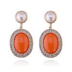 KAYMEN Golden Full Rhinestones Pearls Resin Fashion Drop Dangle Earrings For Women