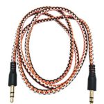 NEON Nylon Auxiliary Cord (3.5mm – Male to Male) – 3 Foot AUX Cable (Android & iPhone) (Orange, White, Black)