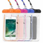 Waterproof Case, 4 Pack F-color Universal Clear Waterproof Pouch Dry Case Compatible with iPhone 7 7 Plus Home Button for iPhone, Google Pixel XL, Samsung, HTC, LG, Floating, Blue Black Orange Pink