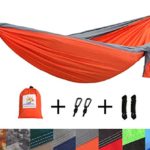 Patio Watcher Single Double Camping Hammock Ultralight Portable Nylon Parachute Hammocks for Backpacking, Travel, Hiking, Patio, Outdoor, Orange/Grey