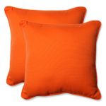 Pillow Perfect Indoor/Outdoor Sundeck Corded Throw Pillow, 18.5-Inch, Orange, Set of 2
