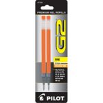 Pilot G2 Gel Ink Refill, 2-Pack for Rolling Ball Pens, Fine Point, Orange (77256)