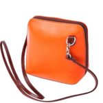 Ann Tarry Color Splash Collection Genuine Leather Shoulder Crossbody Bag Made in Italy (Orange-Brown)