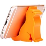 Plinrise Mini Cat Shape Cute Cell Phone Mounts Candy Color Creative Ipad Set Material of Silica Gel, Size:2.4″ X 2.6″ X 1.1″, for Iphone Ipad Samsung Phone Tablet Plate Pc (Orange)
