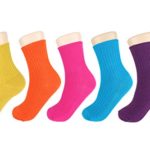 5 Pairs of Assorted Color All Season Cotton Crew Socks for Boy Girl Toddler Baby 3 to 7 Years (Medium, Pink, Orange, Blue, Purple, Mustard)
