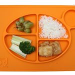 ChooseMyPlate – all-in-one Silicone Placemat with cup holder and nutritional guidelines for babies, toddlers, and kids – BPA free non-slip food divider dinnerware for kids – Color: (Orange)