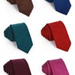 Elviros Mens Eco-friendly Cashmere Wool Slim Tie 2.4” (6cm) Solid Color