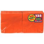 Amscan Big Party Pack 125 Count Beverage Napkins, Orange