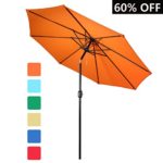 Balichun 9 Ft Outdoor Table Aluminum Patio Umbrella Market Umbrella with Push Button Tilt and Crank, Safety Guarantee with Bolt,8 Aluminum Ribs (Orange)