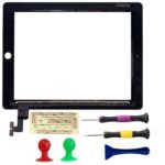 AMHDEAL Black Touch Screen Glass Digitizer Assembly Replacement + Adhesive Glue Tape 3M + Repair Tools for Apple iPad 2(Made by Orange Hong Kong)