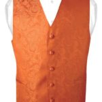 Men’s Paisley Design Dress Vest & Bow Tie BURNT ORANGE Color BOWTie Set