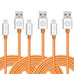 iPhone 6S Charger, 3 Pack 6 Ft F-color Nylon Braided 8 Pin Lightning to USB Cable Cord Apple Certified for iPhone 6S 6 Plus 5S 5C 5 iPhone SE, iPad Air 3 Mini 4, iPad Pro iPod Touch 5 Orange