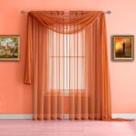 Warm Home Designs Extra Long Orange Sheer Window Scarf. All Valance Scarves are 56 X 216 Inches in Size & are Great as Kitchen, Bathroom or Bedroom Window Toppers. Color: Orange 216″