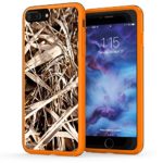 iPhone 7 Plus Camo Case, True Color Real HD Camo Tree Grass Straw Hunter Hybrid Hard Back Cover + Soft Slim Durable Protective Shockproof Rubber TPU Bumper – Orange