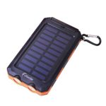F.Dorla 20000mAh Power Bank Solar Charger Waterproof Portable External Battery USB Charger Built in LED light with Compass for iPad iPhone Android cellphones, 9 Colors Avaliable (Black +Orange)