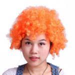 HDE Neon Color Afro Curly Clown Halloween Costume Party Wig Fake Goofy Unisex Hair (Bright Orange)