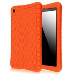 Fintie Silicone Case for Amazon Fire HD 8 – [Honey Comb Series] Light Weight [Anti Slip] Shock Proof Silicone Protective Cover [Kids Friendly] for Fire HD 8 Tablet (2016 6th Generation Only), Orange