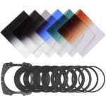 Neewer Graduated Filter Kit: (3)Graduated ND Filters(G.ND2,G.ND4,G.ND8)+(3)Graduated Color Filters(G.Grey,G.Orange,G.Blue)+(9)Metal Adapter Rings+(1)Square Filter Holder+(1)Filter Carry Pouch