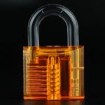 Locksporter Clear Padlock for Demonstration and Practice Educational Toys Color Orange