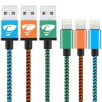 iPhone Charger , Rephoenix Lightning Cable Charging Nylon Braided Cord for iPhone 7/7 Plus/6S /6 Plus/6S/6/SE/5S/5C/5, iPad4, iPad Pro, iPad Air, iPad Mini(3.3ft Blue/Orange/green)