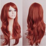Anime Cosplay Synthetic Full Wig with Bangs for Women Girls 23” Long Layered Wave Japanese Kanekalon Heat Resistant Fiber 19 Colors (dark orange)