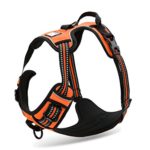 SGODA Dog Harness Nylon with 3M Reflective Dog Vest,Chest 22-27″,Front Range No Pull Harness with Handle for Medium Dogs,Orange