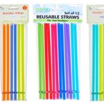 Set of 24 Red Yellow Green Blue Orange Rainbow Color Replacement Reusable Tumbler Water Bottle Acrylic Straws with STRAW CLEANER BRUSH