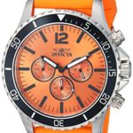 Invicta Men’s ‘Pro Diver’ Quartz Stainless Steel and Polyurethane Casual Watch, Color:Orange (Model: 24390)