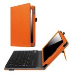 Fintie Keyboard Case for Amazon Fire HD 8 (2016 6th Generation), Slim Fit PU Leather Stand Cover with Quality All-ABS Hard Material Removable Wireless Bluetooth Keyboard, Orange