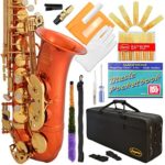360-OR – ORANGE/Gold Alto Saxophone Lazarro+11 Reeds,Music Pocketbook,Pro Case and Care Kit – 24 COLORS Available ! CLICK on LISTING to SEE All Colors