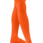 Butterfly Hosiery Girls’ Kids Childerns Solid Colored Dance Ballet Custume Seamless Opaque Footed Tights Stocking Neon Orange 12-14