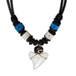 Exoticdream Real Shark Tooth Necklace Surfer Hawaiian Beach Boys Girls Men – Color White Bone