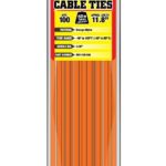 Pro Tie OR11SD100 11.8-Inch Orange Standard Duty Color Cable Tie, Orange  Nylon, 100-Pack
