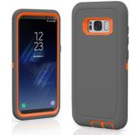 Protective Shockproof Hybrid Hard Case Cover For Samsung Galaxy S8 Plus- Heavy Duty Design Built to Protect the Phone – Interchangeable Colors (Grey Orange)