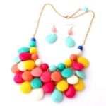 Layered Dangling Bubble Statement Necklace and Earring Set, 1pc Necklace and 1 Pair Earring