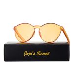 JOJO’S SECRET One Piece Rimless Sunglasses Transparent Candy Color Eyewear JS017 (Transparent&Orange, 2.3)