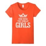 Women’s Who Run The World Girls T Shirt Small Orange