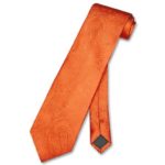 Vesuvio Napoli NeckTie BURNT ORANGE Color Paisley Design Men’s Neck Tie