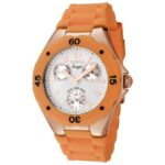 Invicta Women’s 0712 Angel Collection Multi-Function Rose Gold-Plated Orange Polyurethane Watch