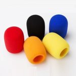 AUCH 5 Pack Reusable/Universal/Washable Foam Mic Cover Handheld Stage/KTV/DJ/Party Microphone Windscreen, Assorted Color(Orange/Yellow/Red/Blue/Black)